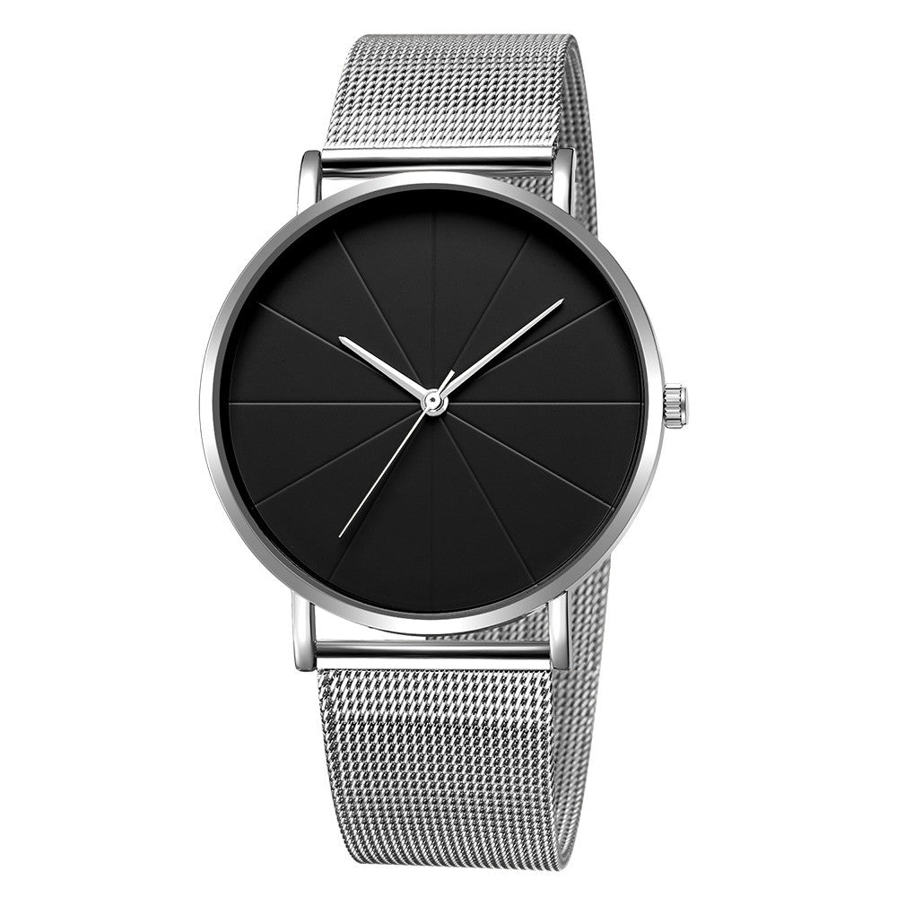 Casual Round Quartz Watch with Large Dial and Mesh Strap | Men's Watches |