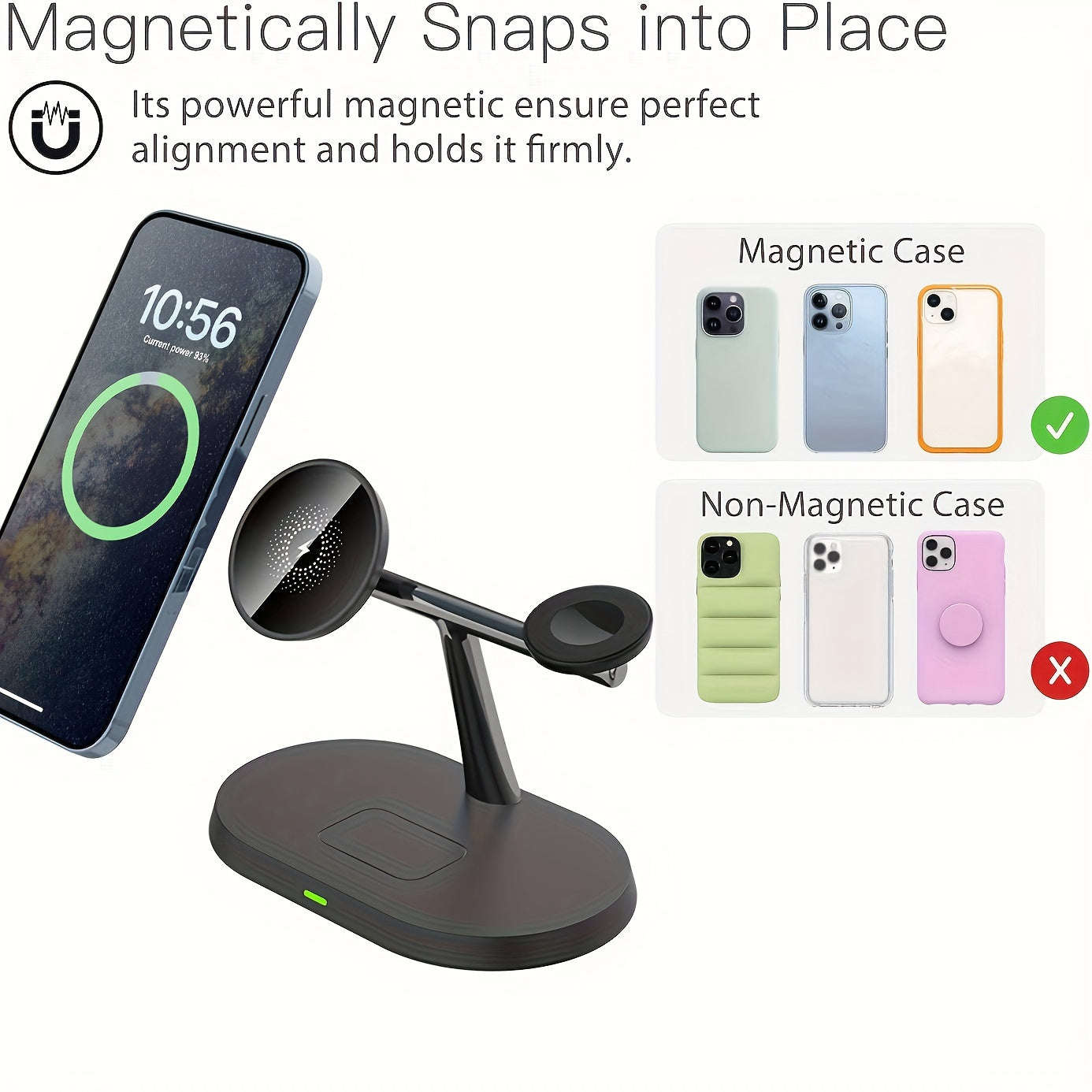 3-in-1 Magnetic Wireless Charging Stand - Fast Charge for iPhone, iWatch & AirPods | Wireless Charging|