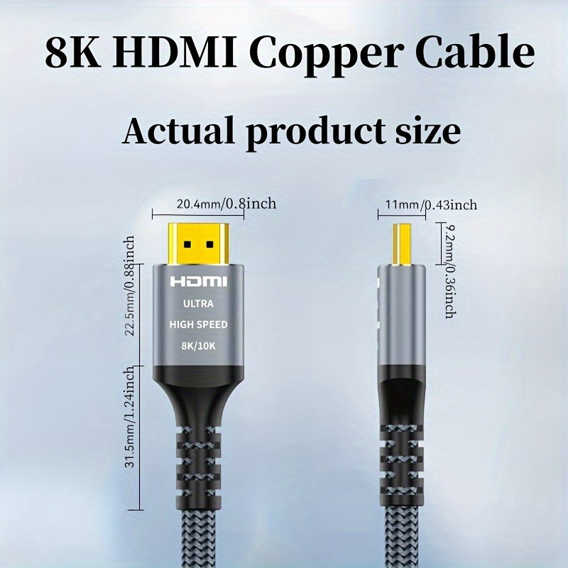 8K HDMI Cable 2.1 48Gbps, Hdmi 2.1 High Speed HDMI Braided Cord-4K@120Hz 8K@60Hz, DTS:X, HDCP 2.2 & 2.3, HDR 10 Compatible With Roku TV/PS5/PS4HDTV/RTX 3080/RTX 3090/Blu-ray