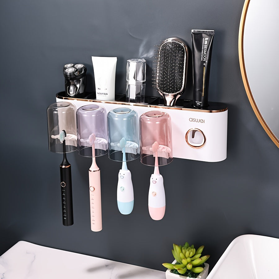 Keep Your Bathroom Neat: Wall Mounted Toothbrush Holder with Cup | Bathroom Accessories |