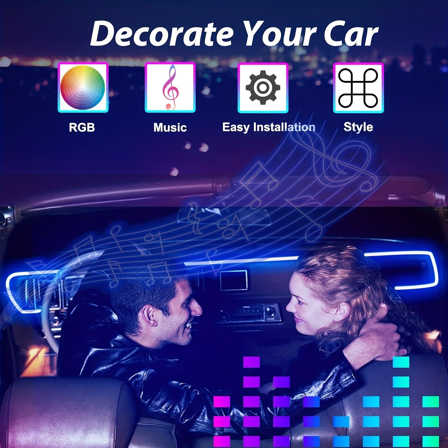 Illuminate Your Car Interior with Dynamic RGB LED Strip Lights | Car Accessories|