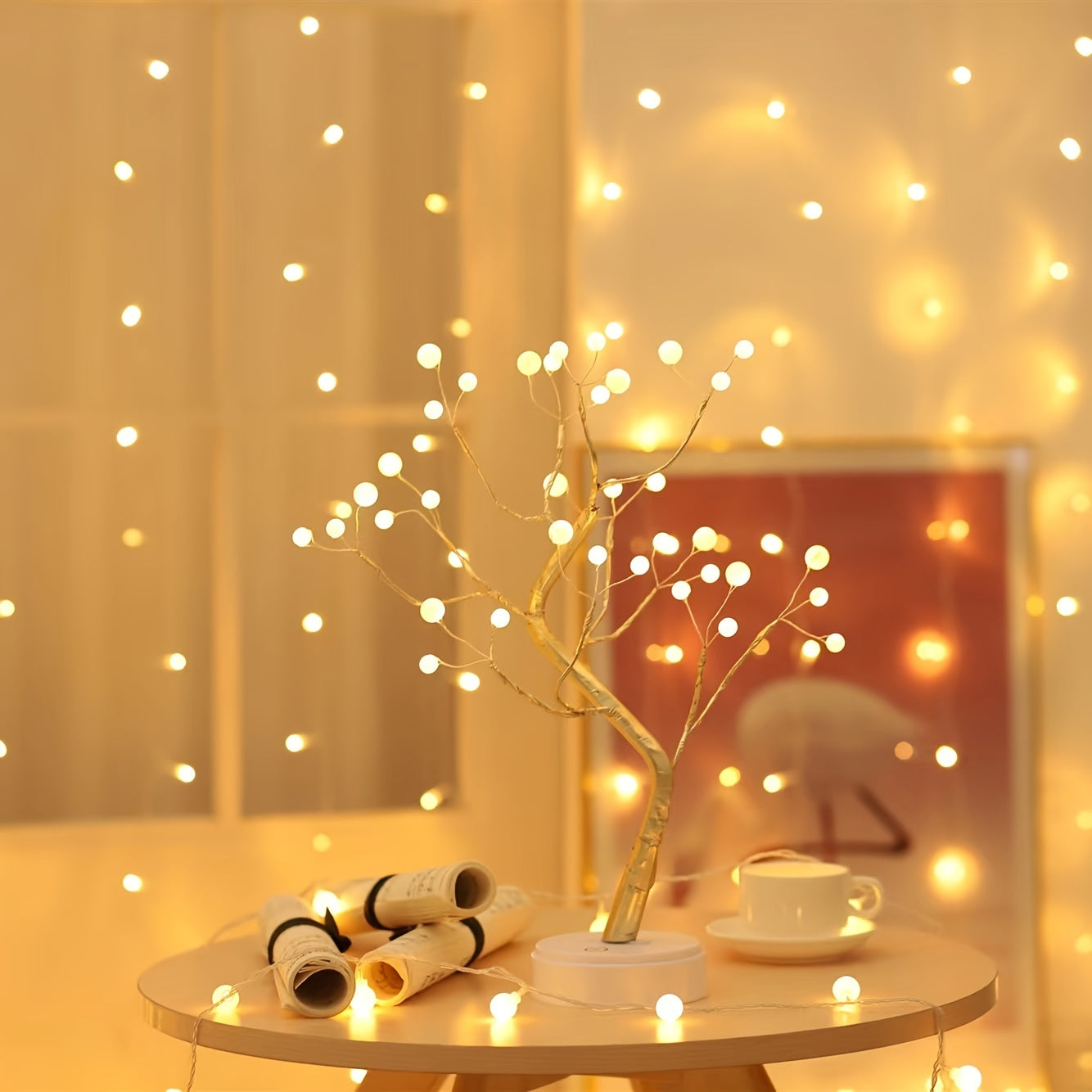 Illuminate Your Space: 36 LED Pearl Tree Lamp | Lighting & Decoration Item |