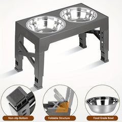 Adjustable Elevated Double Dog Bowls - Neck-Friendly Design | Pet Accessories|