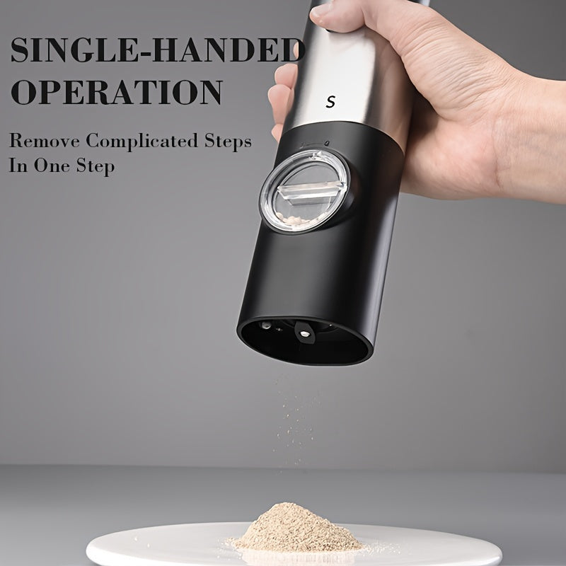 2pcs, Electric Salt And Pepper Grinder Set With Storage Base, Battery Powered, Automatic Grinder With LED Light, Adjustable Coarseness, One-hand One-button Start, Set- Battery Not Included