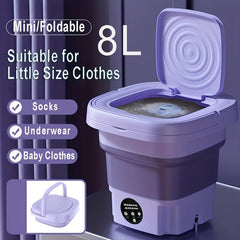 1pc 8L Folding Mini Washing Machine, Small Clothes Washing Machine, Underwear Panties Socks Baby Clothes Washing Machine, Children's Teddy Bear Wash Machine, Portable For Business Travel