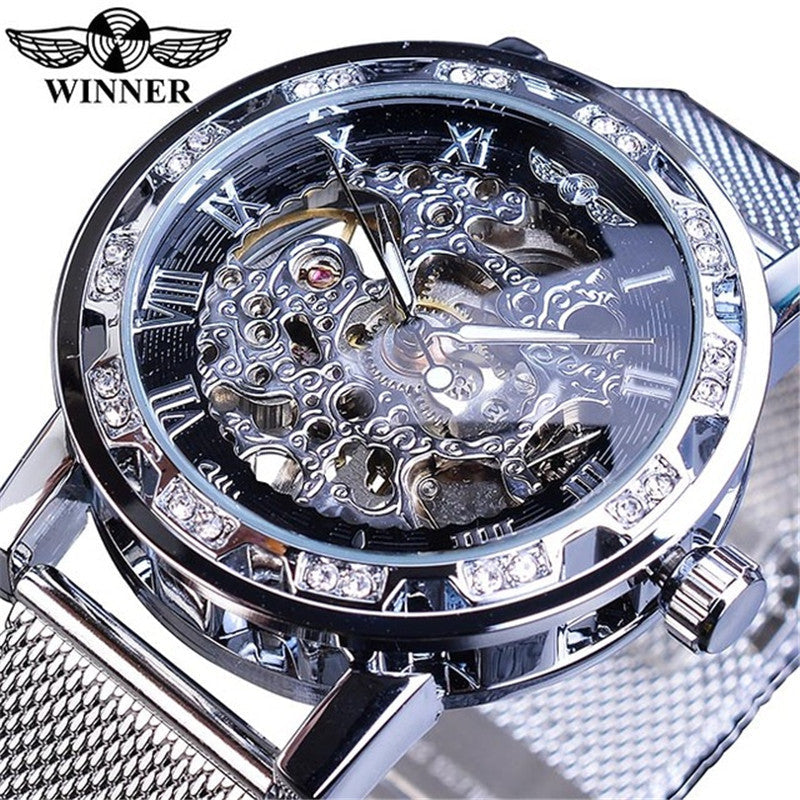 Elevate Your Style with the Men's Fashion Rhinestone Mechanical Watch | Men Watches|