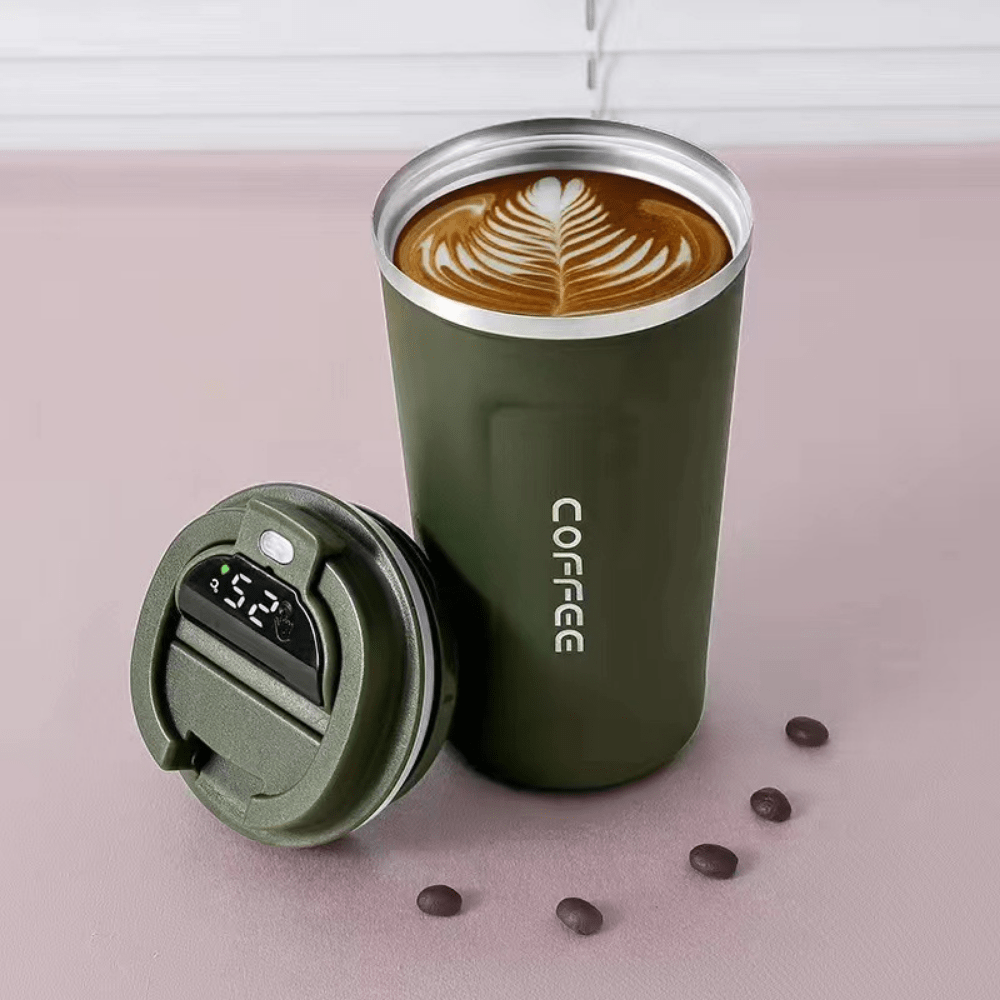 Enjoy Perfect Brews Anywhere: 304 Stainless Steel Coffee Mug with Temperature Display | Drinkware |