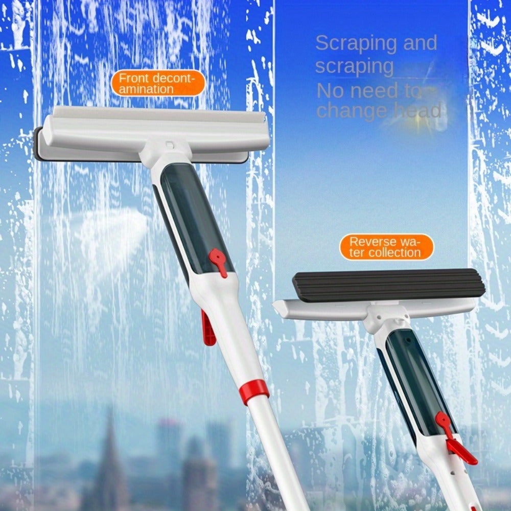 1set, 2 In 1 Glass Wiper For Scraping And Washing, High-rise Window Cleaning Double-sided Window Glass Floor Cleaning Scraper Brush, Window Squeegee, Water Squeegee, Car Windshield Scraper, Household Scraping Tool, Cleaning Supplies, Cleaning Tool