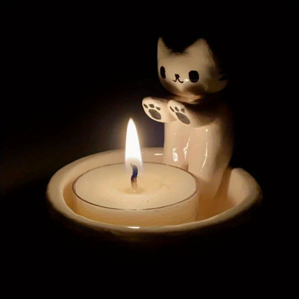 1pc Candle Holder, DIY Handmade Storage Box Cute Kitten Candle Holder, Table Decor, Home Decor For Mother's Day, Valentine's Day, Labor Day Gifts