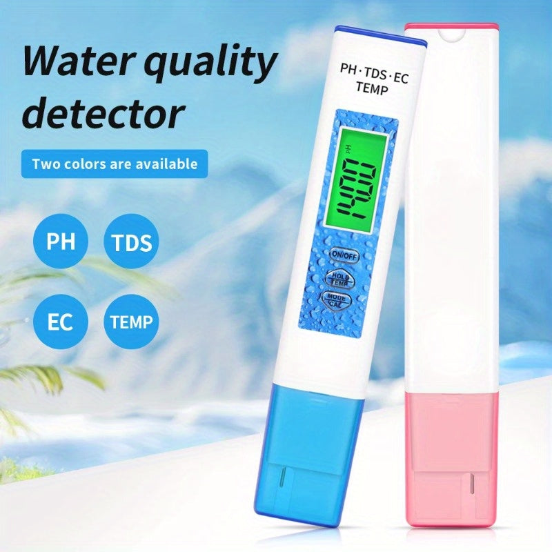 1pc, 4in 1 Water Quality Tester PH Meter EC/TDS/TEMP Monitor Digital LCD Backlight Pools Drinking Water Aquarium Analysis Instrument