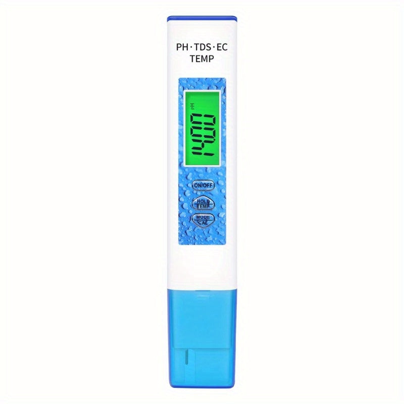 1pc, 4in 1 Water Quality Tester PH Meter EC/TDS/TEMP Monitor Digital LCD Backlight Pools Drinking Water Aquarium Analysis Instrument