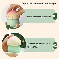 1pc, Cute Kitchen Timer, Cartoon Mushroom Shaped 60 Minutes Mechanical Timer, Mechanical Timer For Cooking, Sports, Beauty, Study, Kitchen Accessaries, Dorm Essenitals, Back To School Supplies