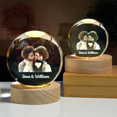 Custom Photo USB Powered Personalized Crystal Ball LED Night Light - Bedroom & Office Decor, Perfect Gift for Weddings, Parents, Pets | Home Accent