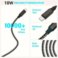 Fast Charging Nylon Braided iPhone Charger Cables - Stay Connected Anytime, Anywhere | Charging Cables|