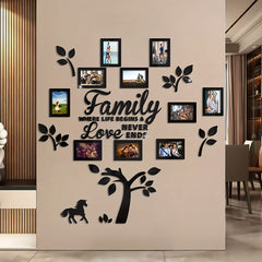 3D Acrylic Self-Adhesive DIY Photo Collage Gallery Wall Decor Set with Hanging Template - Family Where Life Begins & Love Never Ends English Text