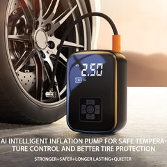 1pc Portable Wireless Portable Air Compressor With LED Light, Suitable For Tire Inflation And Car/Bike/Motorcycle/Ball