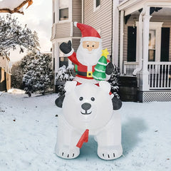 Christmas Inflatable Santa Riding Polar Bear Shaking Head LED Lights