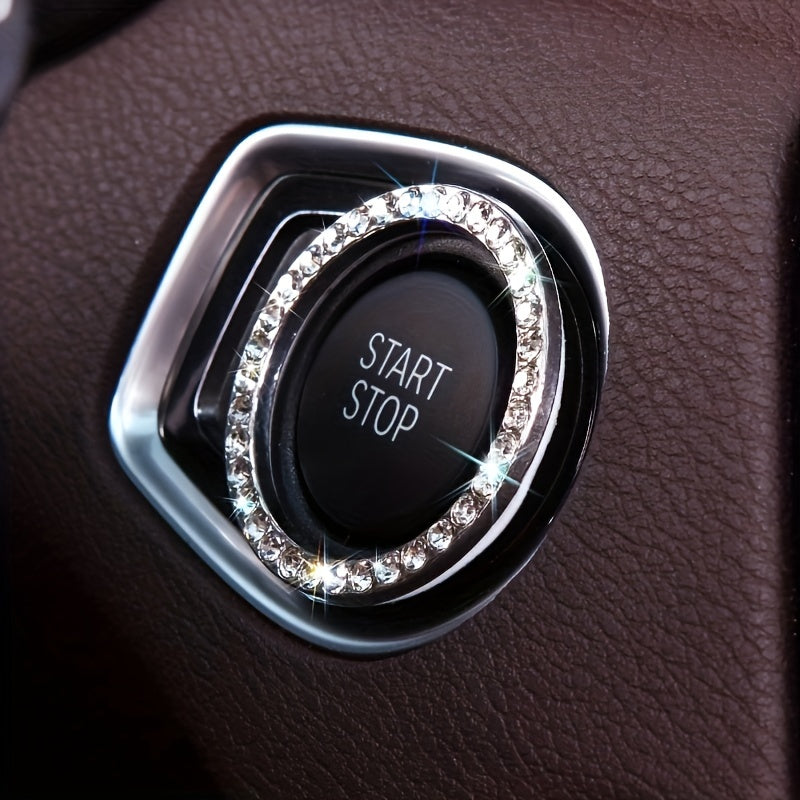 Add Sparkle to Your Car's Interior with Rhinestone Ignition Ring Decoration | Car Accessories|