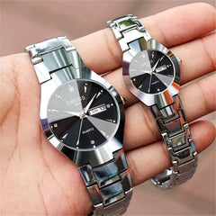 Couples Dial Cutting Quartz Watch Set | Couple Watches |