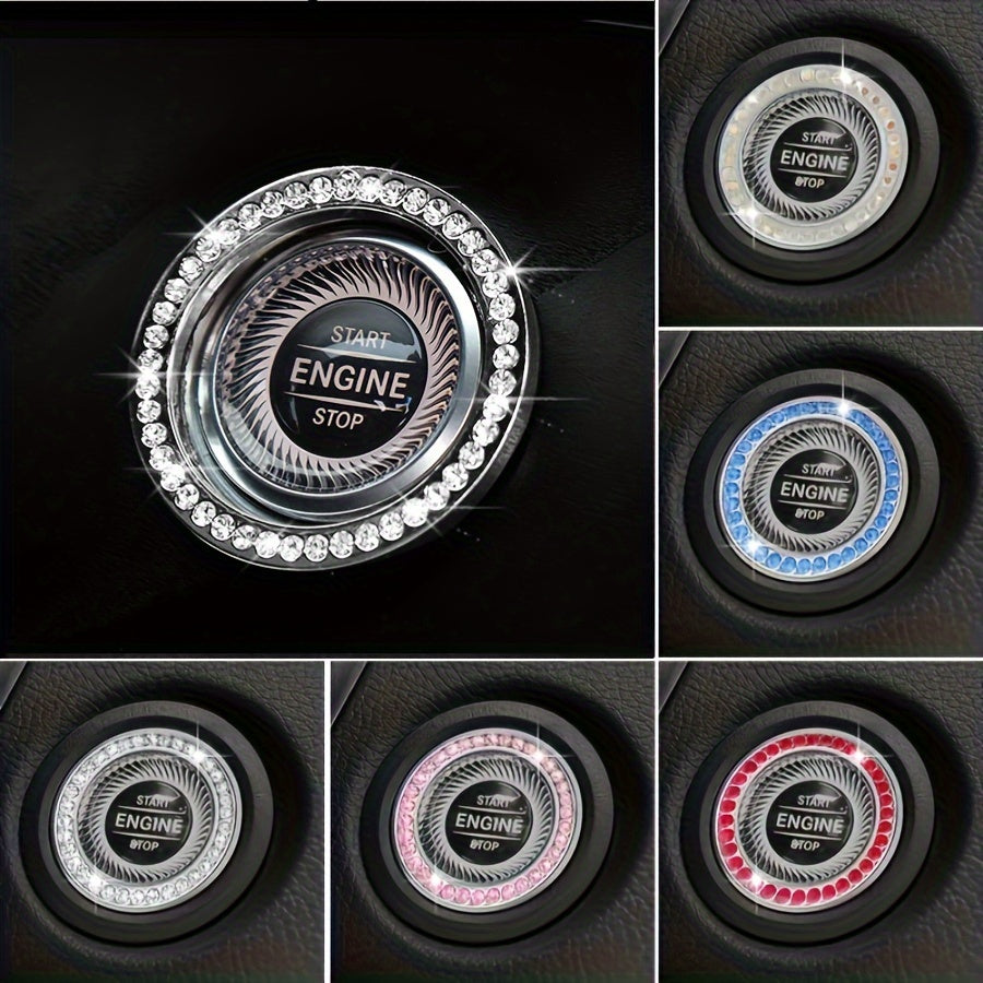 Add Sparkle to Your Car's Interior with Rhinestone Ignition Ring Decoration | Car Accessories|