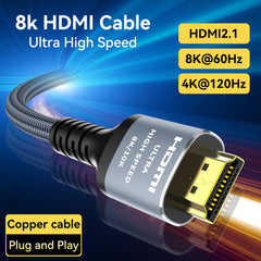 8K HDMI Cable 2.1 48Gbps, Hdmi 2.1 High Speed HDMI Braided Cord-4K@120Hz 8K@60Hz, DTS:X, HDCP 2.2 & 2.3, HDR 10 Compatible With Roku TV/PS5/PS4HDTV/RTX 3080/RTX 3090/Blu-ray