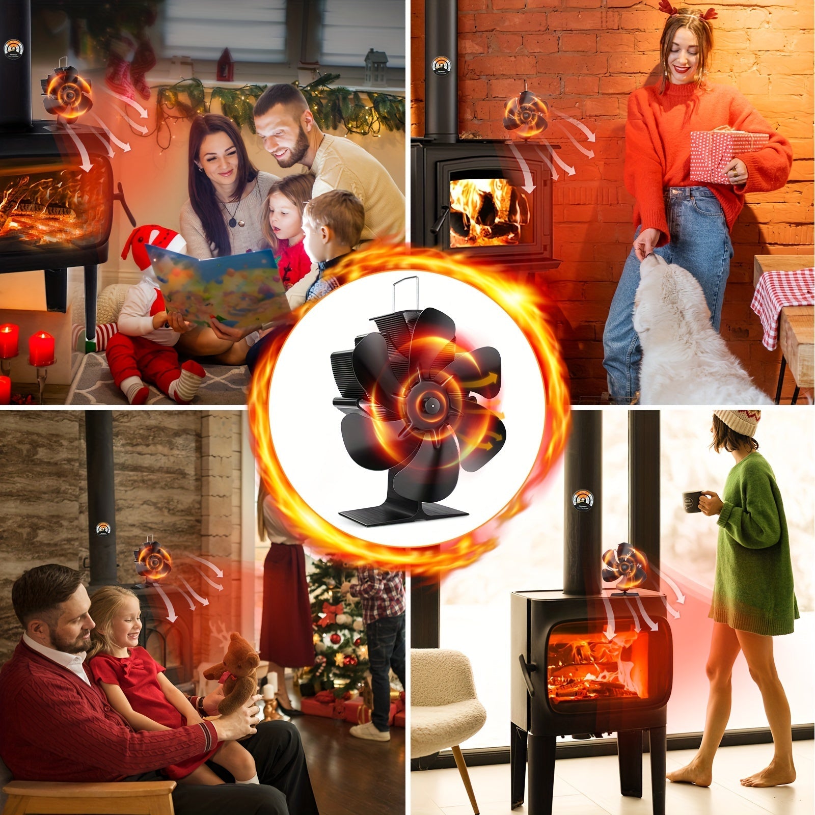 Efficient Heat Distribution: Fireplace Fan with Stove Thermometer | Heating Essentials |