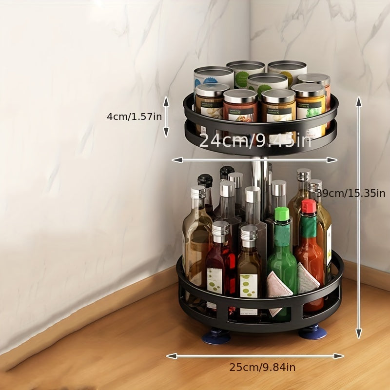 Efficient Countertop Organization: Rotatable Kitchen Seasoning Rack | Storage Organization |