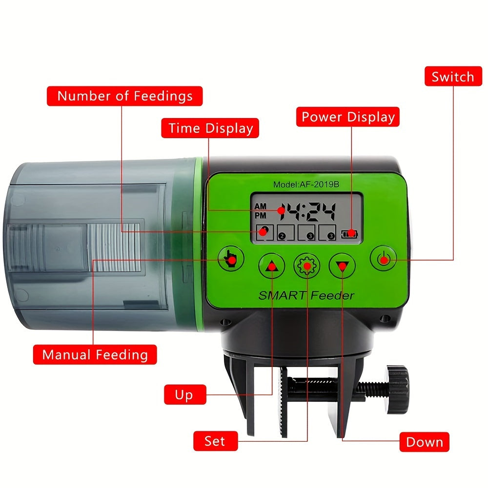 Adjustable Smart Automatic Fish Feeder, Fish Tank Auto Feeding Dispenser With LCD Indicates, Timer Aquarium Accessories Feeder