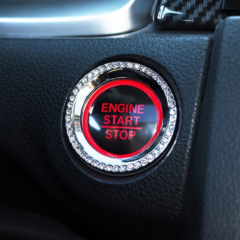 Add Sparkle to Your Car's Interior with Rhinestone Ignition Ring Decoration | Car Accessories|