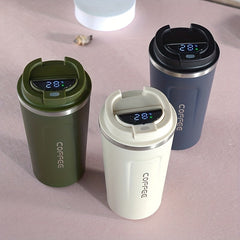 Enjoy Perfect Brews Anywhere: 304 Stainless Steel Coffee Mug with Temperature Display | Drinkware |