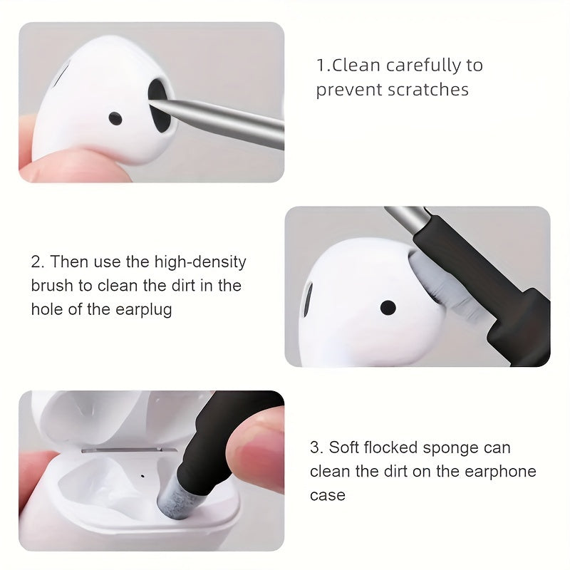 1pc, Earbuds Cleaning Pen, 7.62 Cm 1 Multifunctional Cleaner Kit With Soft Brush For Wireless Earphones Headphones Charging Box Accessories, Computer, Keyboard,