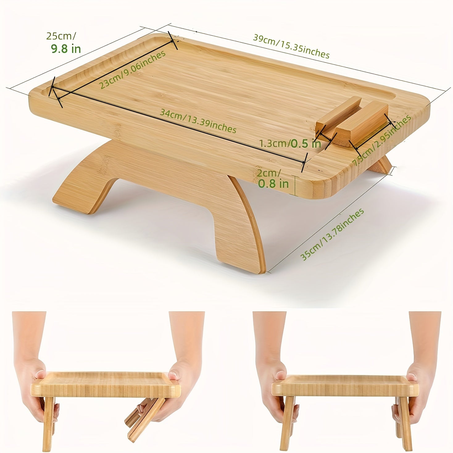 1pc, Bamboo Folding Lap Desk Tray With Non-Slip Surface And Legs, Multipurpose Laptop Table For Home And Office Use, Retro Style Wooden Sofa Stand, Portable Workstation