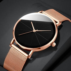 Casual Round Quartz Watch with Large Dial and Mesh Strap | Men's Watches |