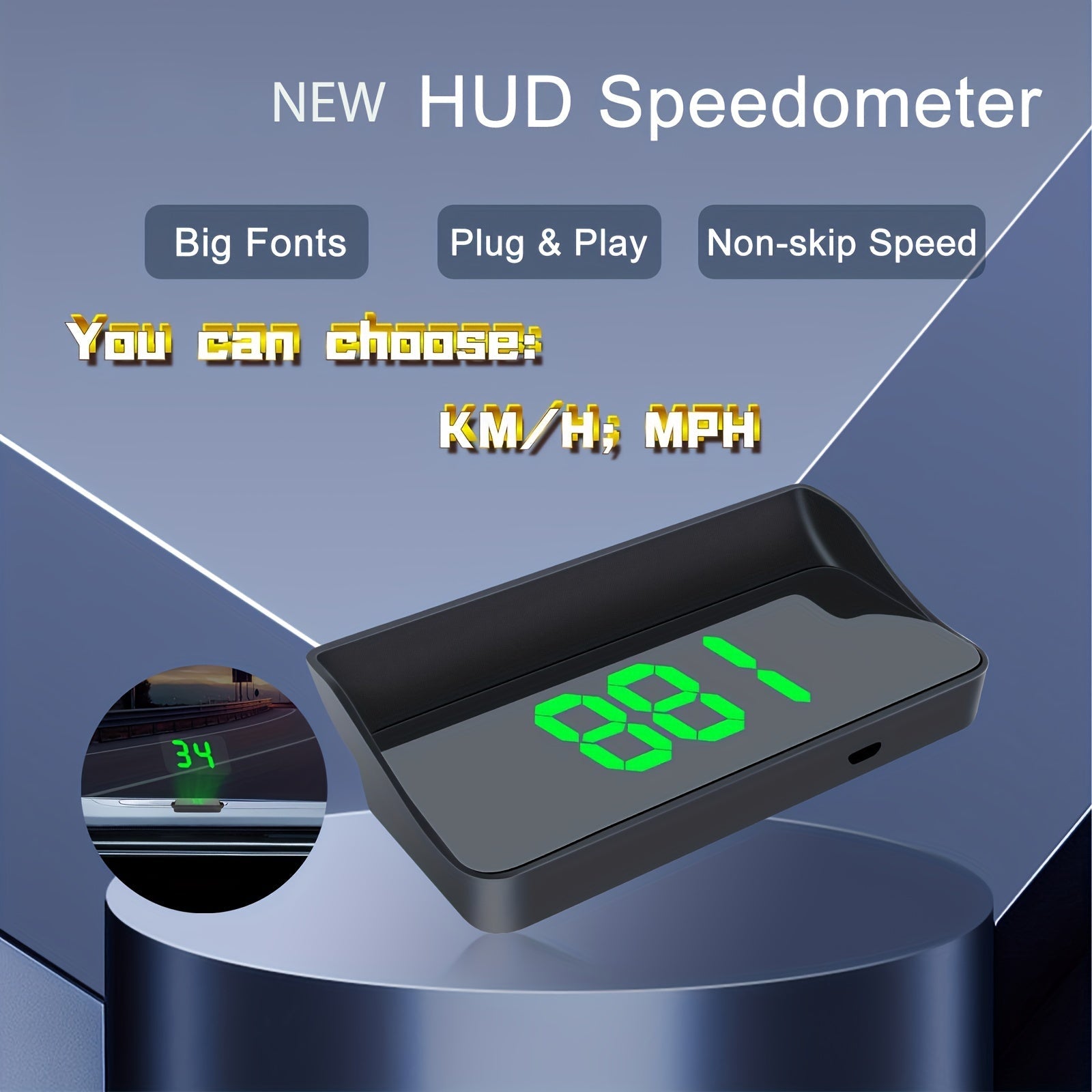 HUD Head Up Display Vehicle Speed Multifunctional LCD Projection Instrument Cluster MPH Or KM/H | Car Accessories|