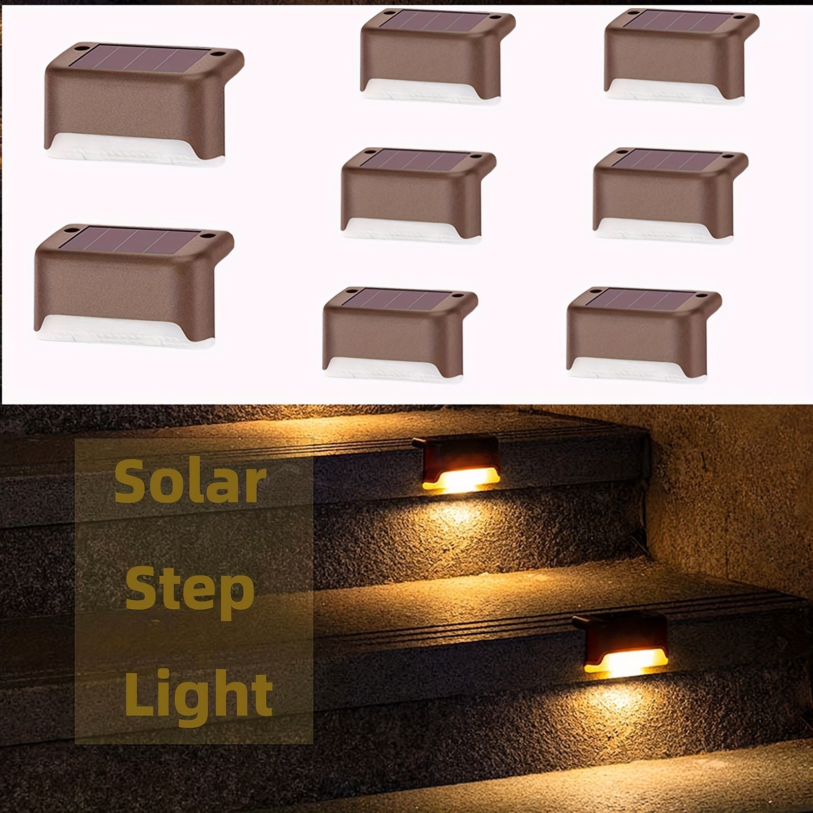 8/12 Packs Solar Step Lights, For Fence Steps Stairs Decks Fences Paths Patio Pathway