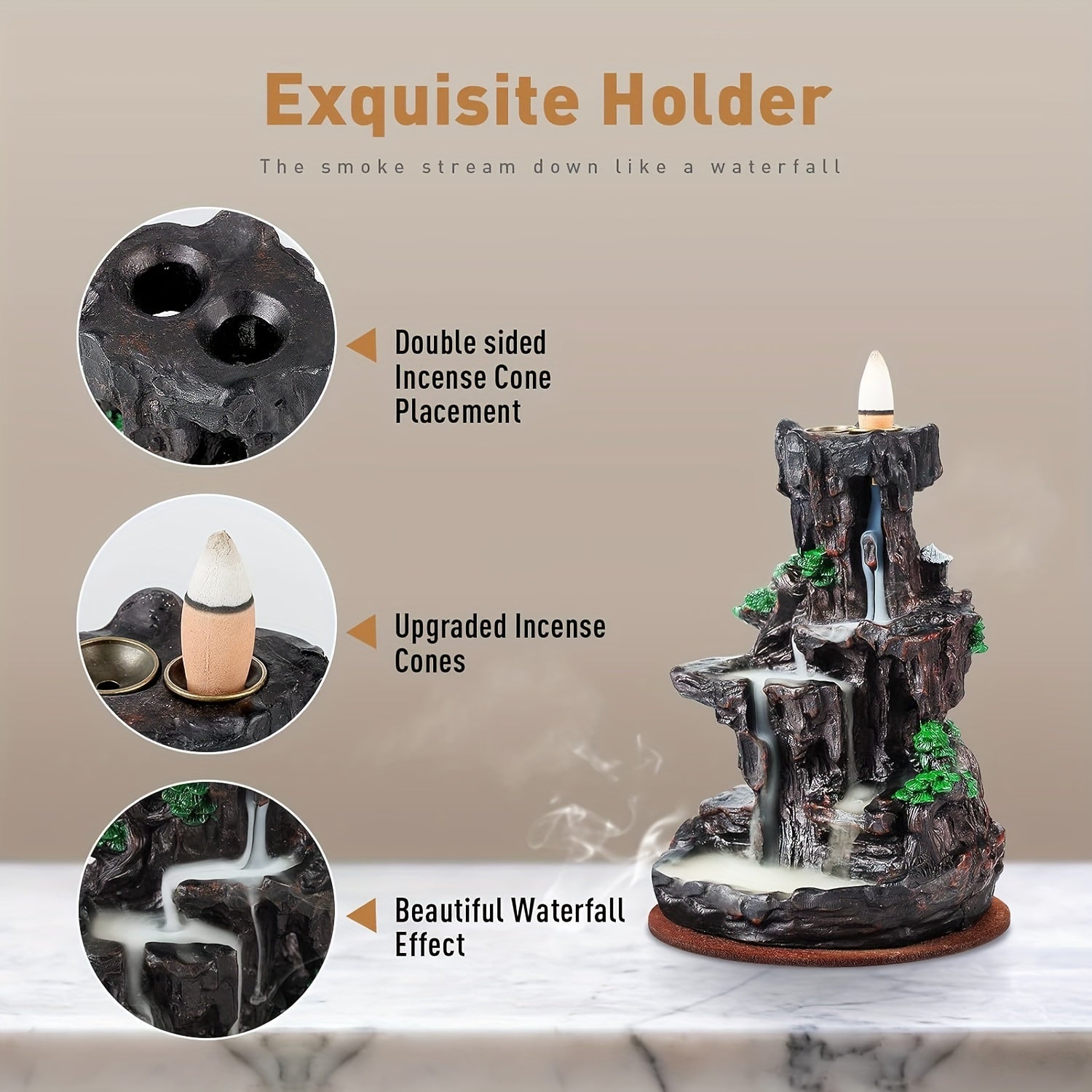 Experience Serenity: Mountain Design Backflow Incense Holder | Decoration Items |