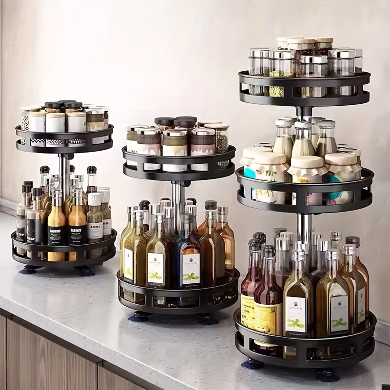 Efficient Countertop Organization: Rotatable Kitchen Seasoning Rack | Storage Organization |