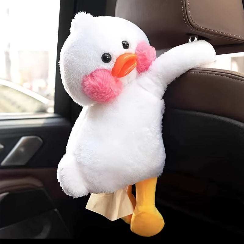 1pc Cute Duck Car Tissue Box, Cute Hanging Car Tissue Box,Creative Car Decorative Accessories