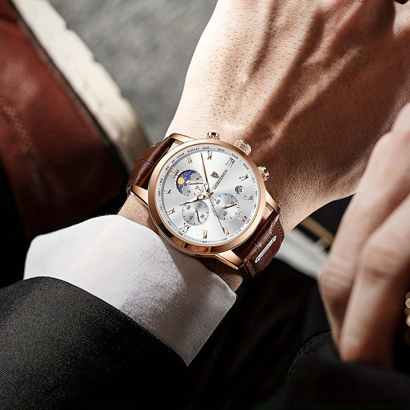 Elevate Your Style with the LIGE Luxury Leather Chronograph Watch for Men | Men Watches|