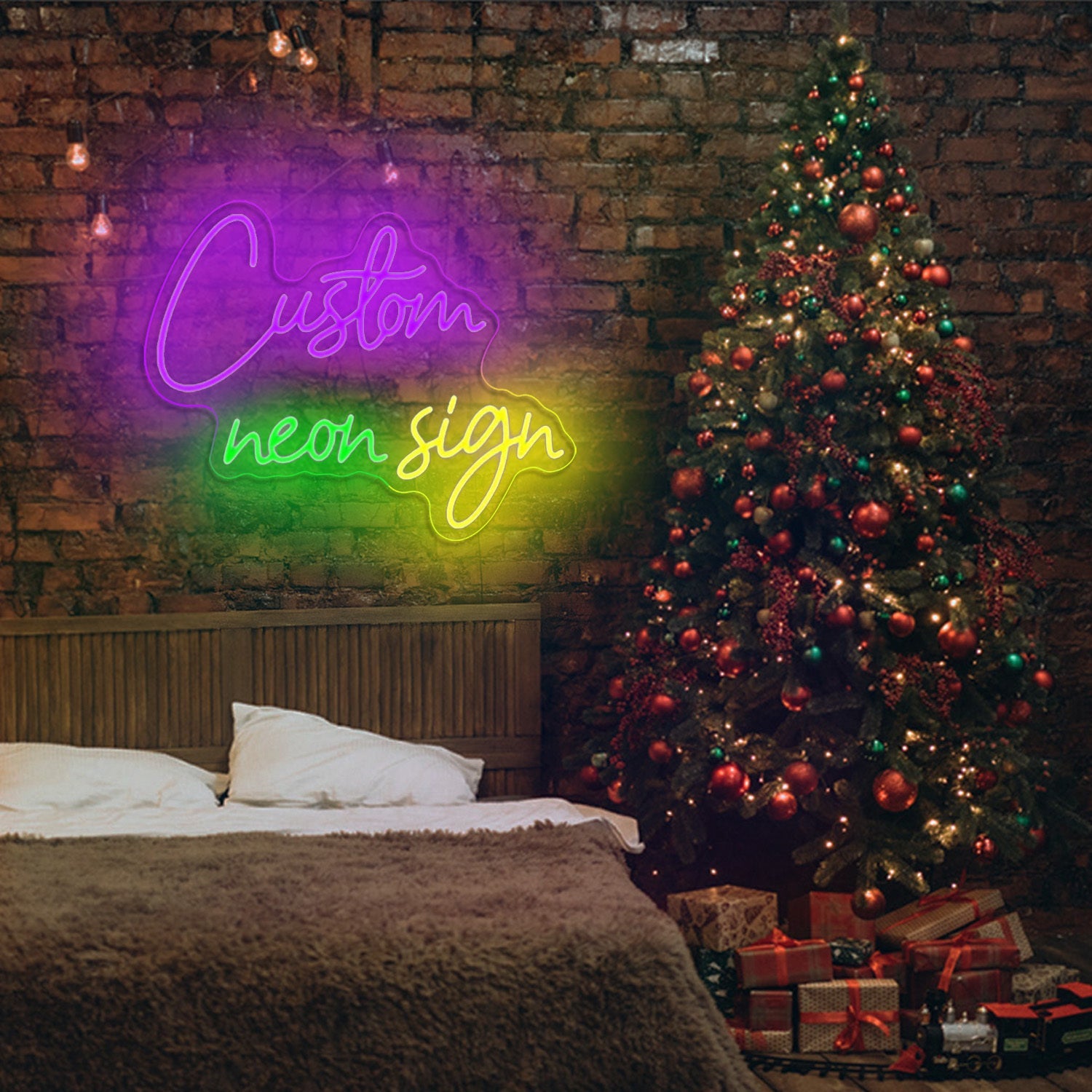 1pc 20-22 Inch Double Row LED Neon Sign, Customizable USB Powered with Dimmer Switch, Acrylic and Plastic, Wall-Mounted Decorative Light