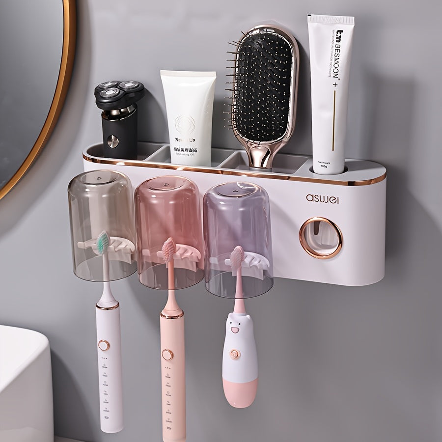 Keep Your Bathroom Neat: Wall Mounted Toothbrush Holder with Cup | Bathroom Accessories |