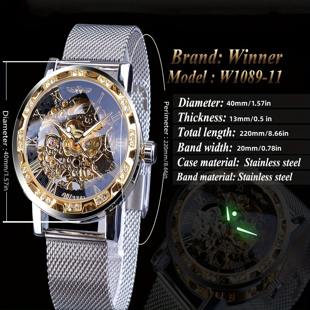 Elevate Your Style with the Men's Fashion Rhinestone Mechanical Watch | Men Watches|