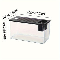 Large Capacity Square Fish Tank with Lid, Transparent Aquarium, Durable ABS Material, Self-Sustaining Desktop Aquatic Ecosystem for Betta Fish, Goldfish, and Small Aquatic Plants