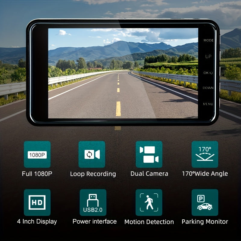 Dual Front & Rearview Camera Dash Cam with 10.16 CM Touchscreen Display | Dash Cams |