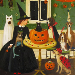 Art print, Miss Moon Was A Dog Governess. Lesson Ten: Sometimes Tricks Are Better Than Treats.