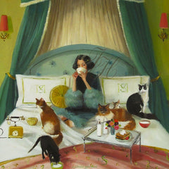 Art print, Mademoiselle Mink Breakfasts In Bed