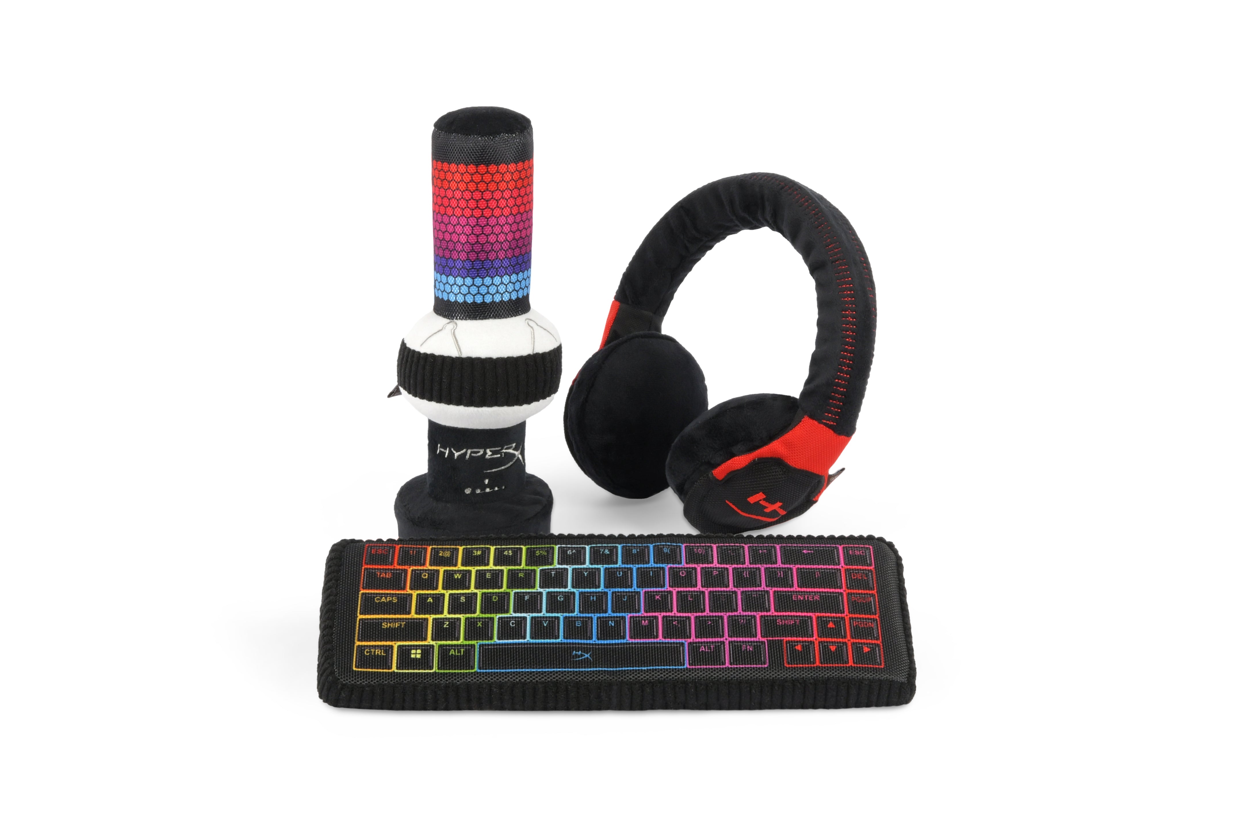 P.L.A.Y.  x  HyperX Squeaky Plush Dog toys, Alloy Keybark Gaming Keyboard