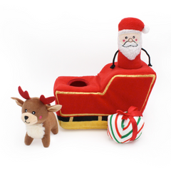 Zippy Holiday Burrow Sniff 'n Search Squeaky Dog Toy, Santa's Sleigh