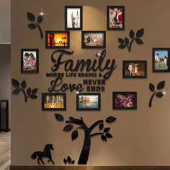 3D Acrylic Self-Adhesive DIY Photo Collage Gallery Wall Decor Set with Hanging Template - Family Where Life Begins & Love Never Ends English Text