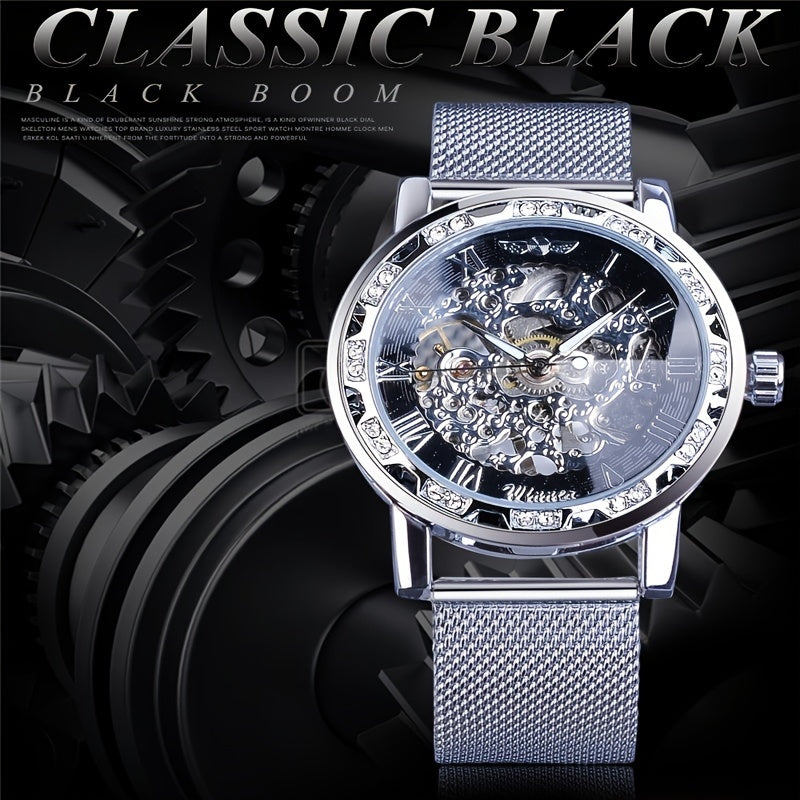 Elevate Your Style with the Men's Fashion Rhinestone Mechanical Watch | Men Watches|